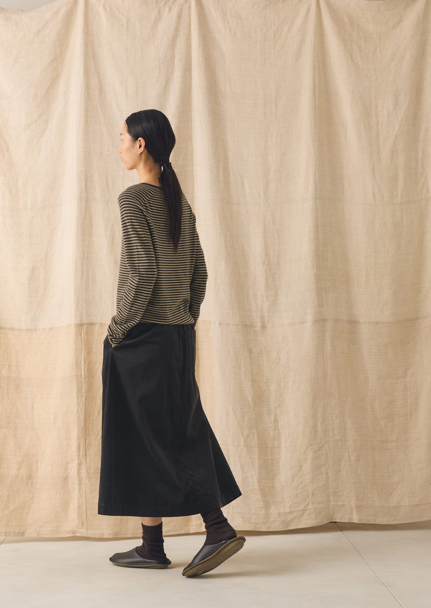 Organic Cord Pull On Skirt | Charcoal