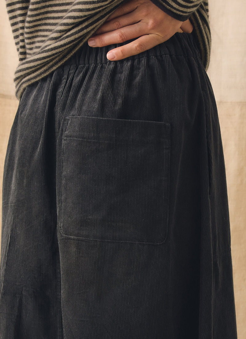 Cord Pull On Skirt | Charcoal