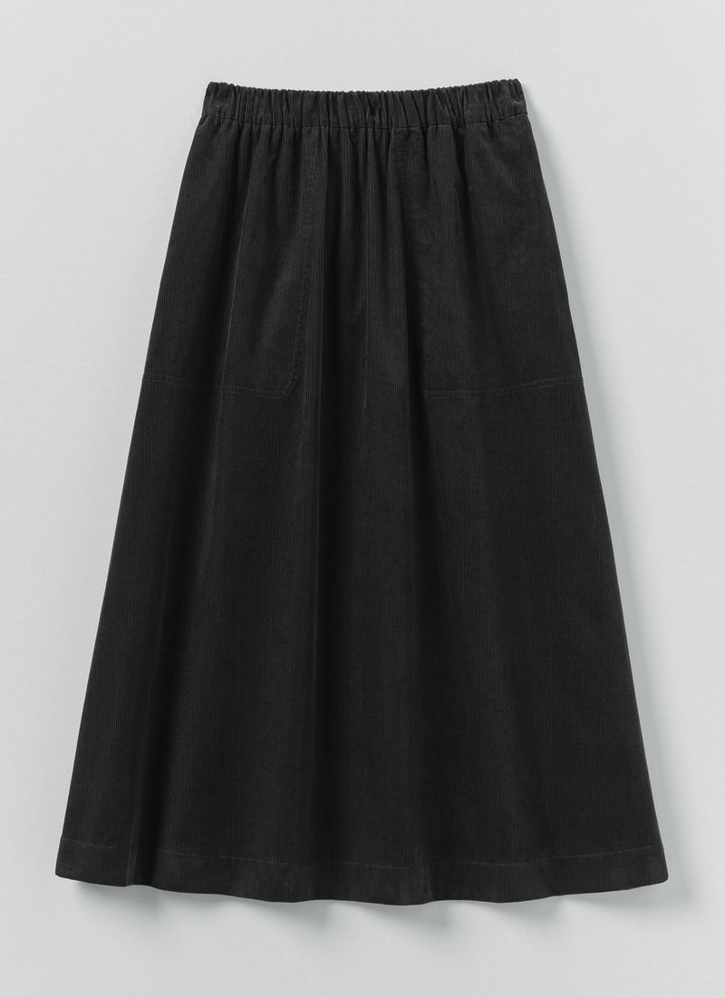 Cord Pull On Skirt | Charcoal