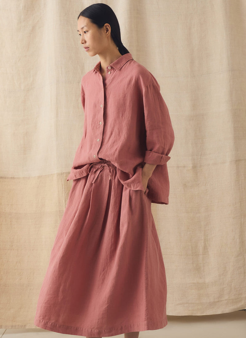 Garment Dyed Linen Skirt | Dusty Rose