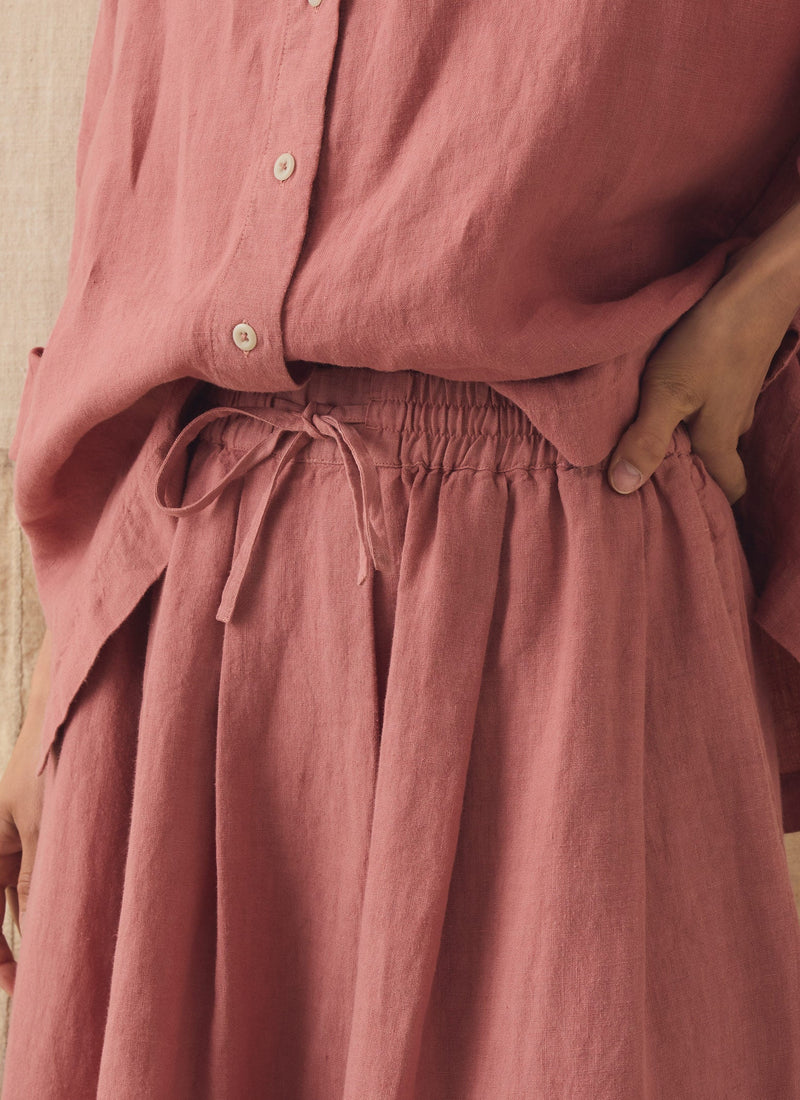 Garment Dyed Linen Skirt | Dusty Rose