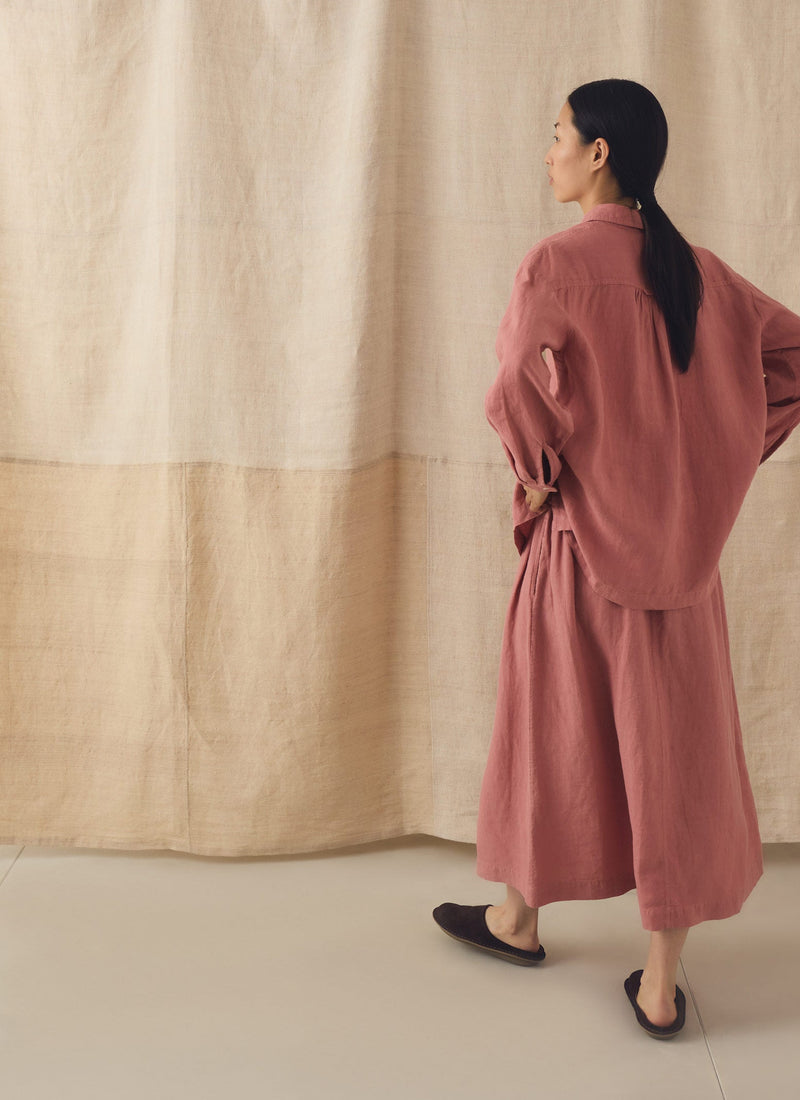 Garment Dyed Linen Skirt | Dusty Rose