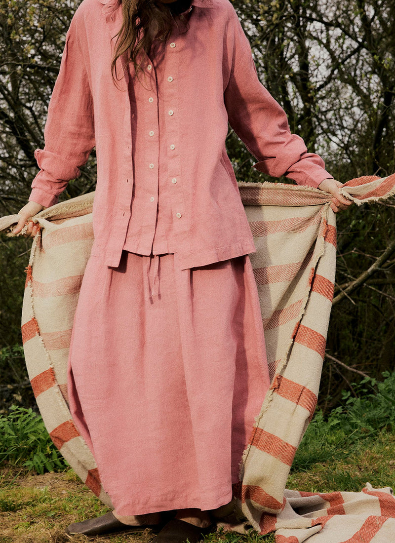 Garment Dyed Linen Skirt | Dusty Rose