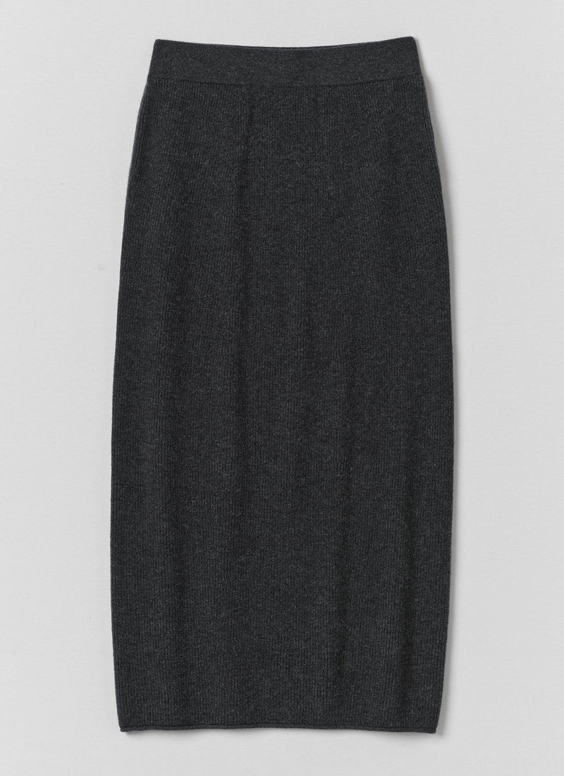 Wool Cashmere Knitted Skirt | Charcoal