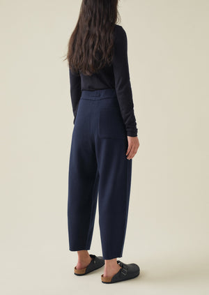 Boiled Wool Pull On Trousers | Navy