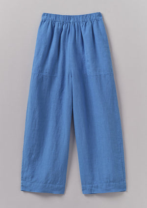 Garment Dyed Linen Barrel Leg Trousers | Blue Violane