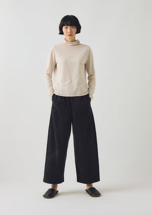 Organic Cord Barrel Leg Trousers | Charcoal