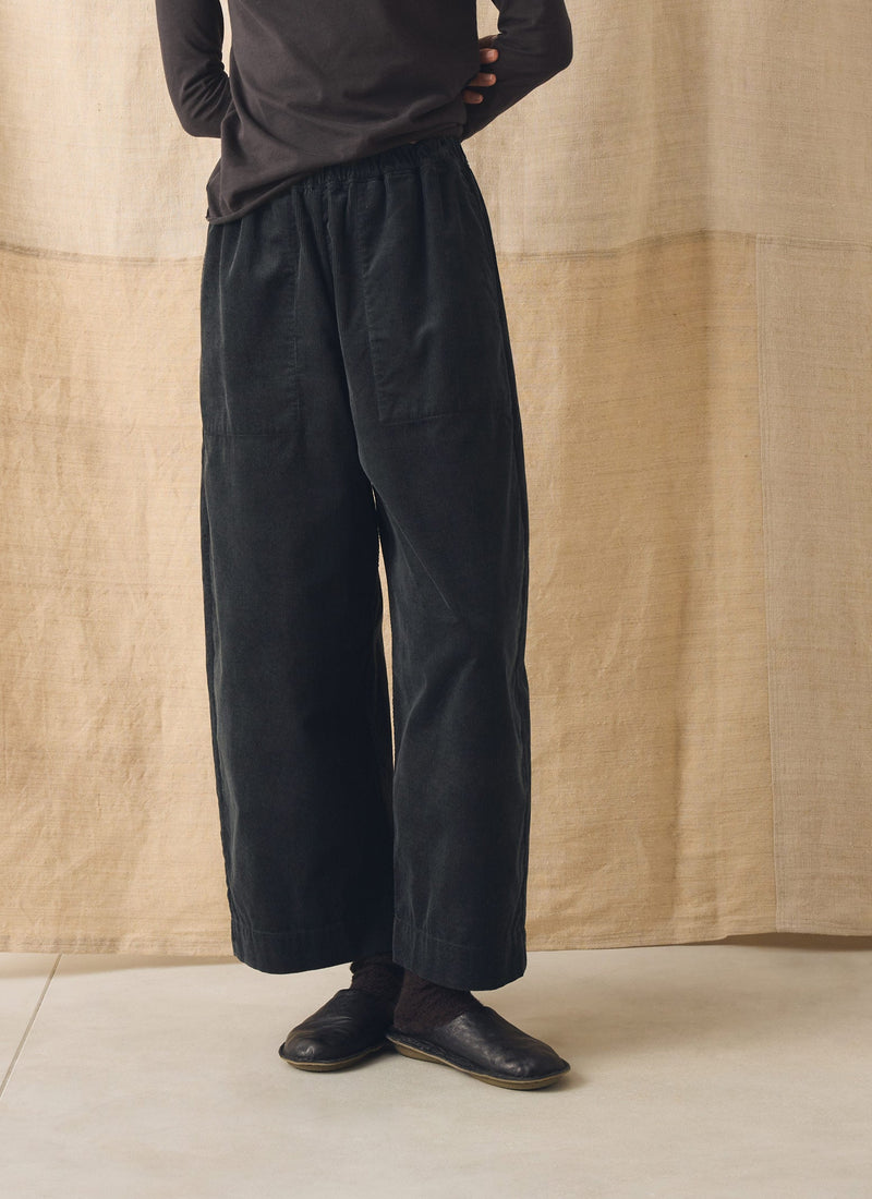 Cord Barrel Leg Trousers | Charcoal