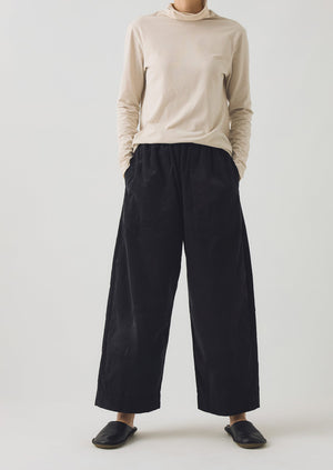 Organic Cord Barrel Leg Trousers | Charcoal