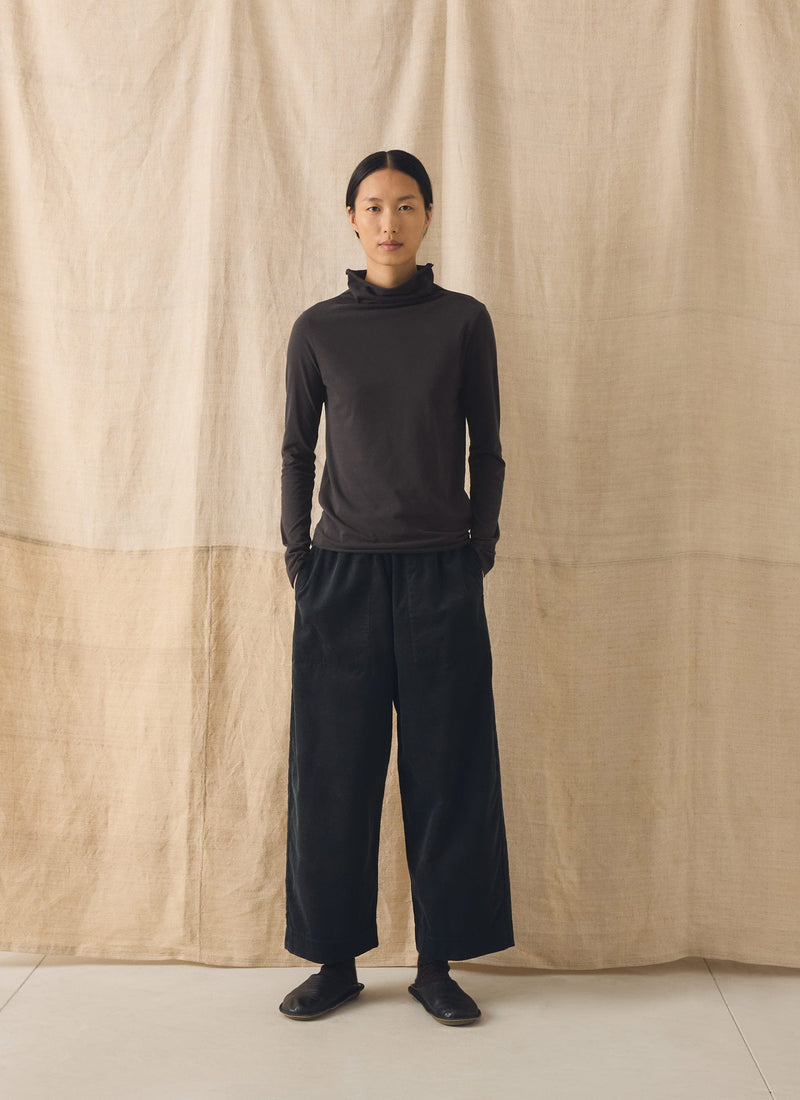 Cord Barrel Leg Trousers | Charcoal