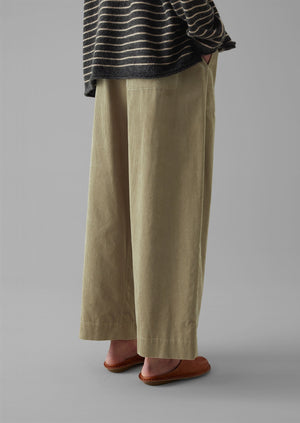 Organic Cord Barrel Leg Trousers | Green Stone