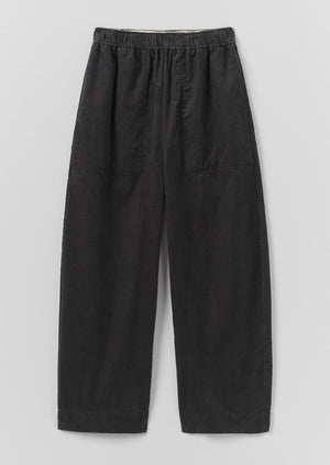 Organic Cord Barrel Leg Trousers | Charcoal