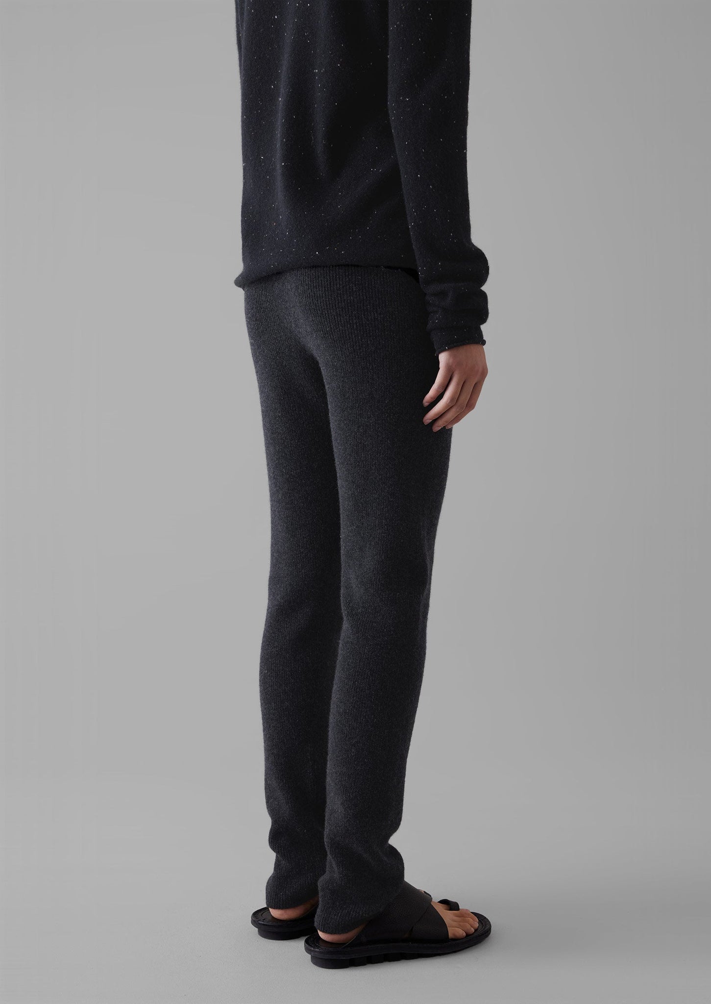 Recycled Cashmere Slim Leg Trousers | Charcoal