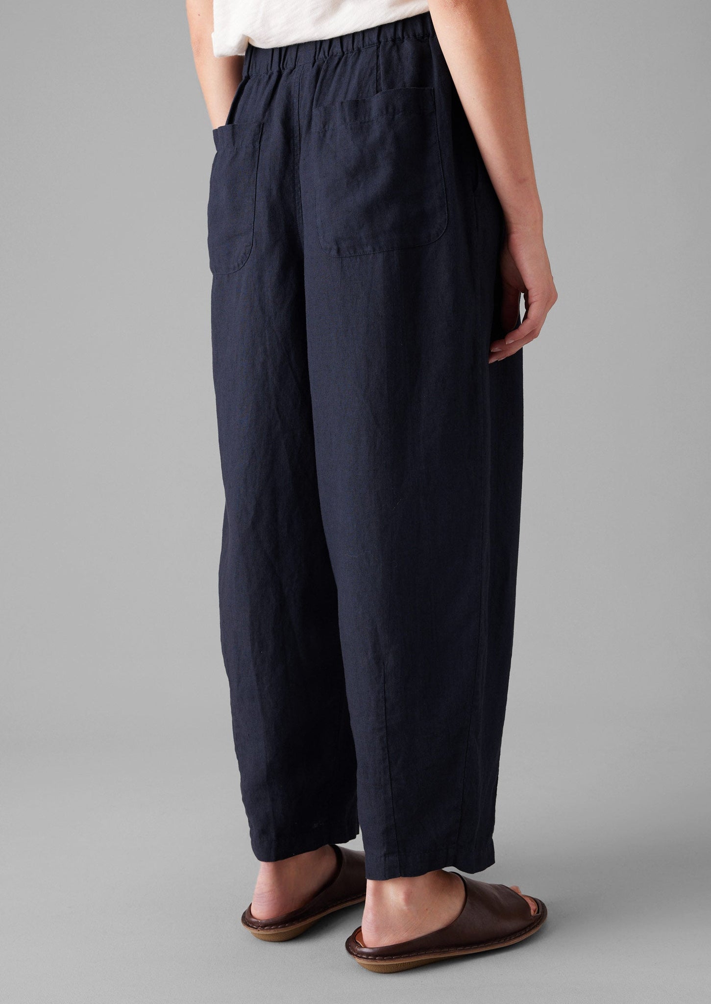 Minako Garment Dyed Linen Trousers | Midnight