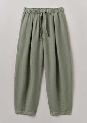 Minako Garment Dyed Linen Trousers | Light Sage