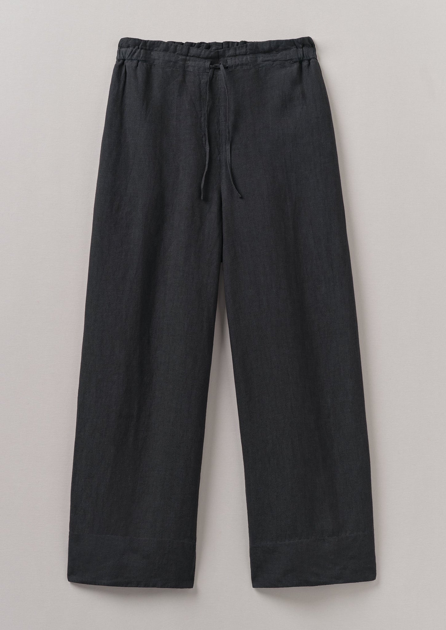 Garment Dyed Linen Wide Leg Trousers | Black Pepper