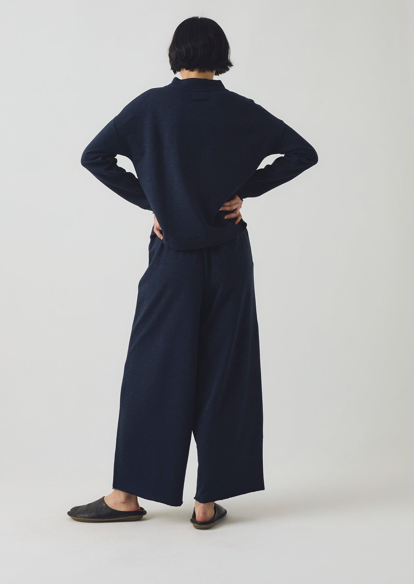 Full Length Loopback Jersey Trousers | Midnight