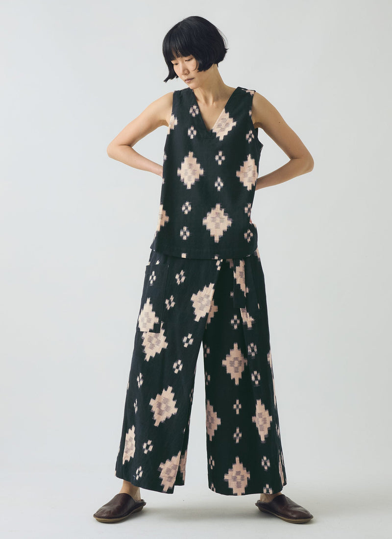 Fugue Ikat Wrap Trousers | Midnight/Sand