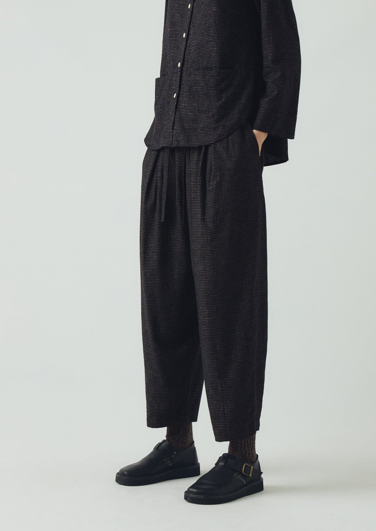 Minako Check Cotton Cashmere Trousers | Black/Ecru