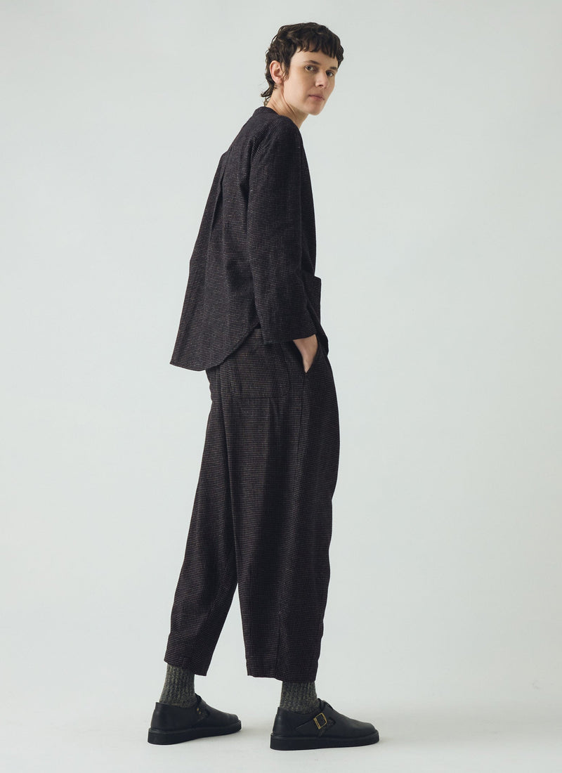 Minako Check Cotton Cashmere Trousers | Black/Ecru