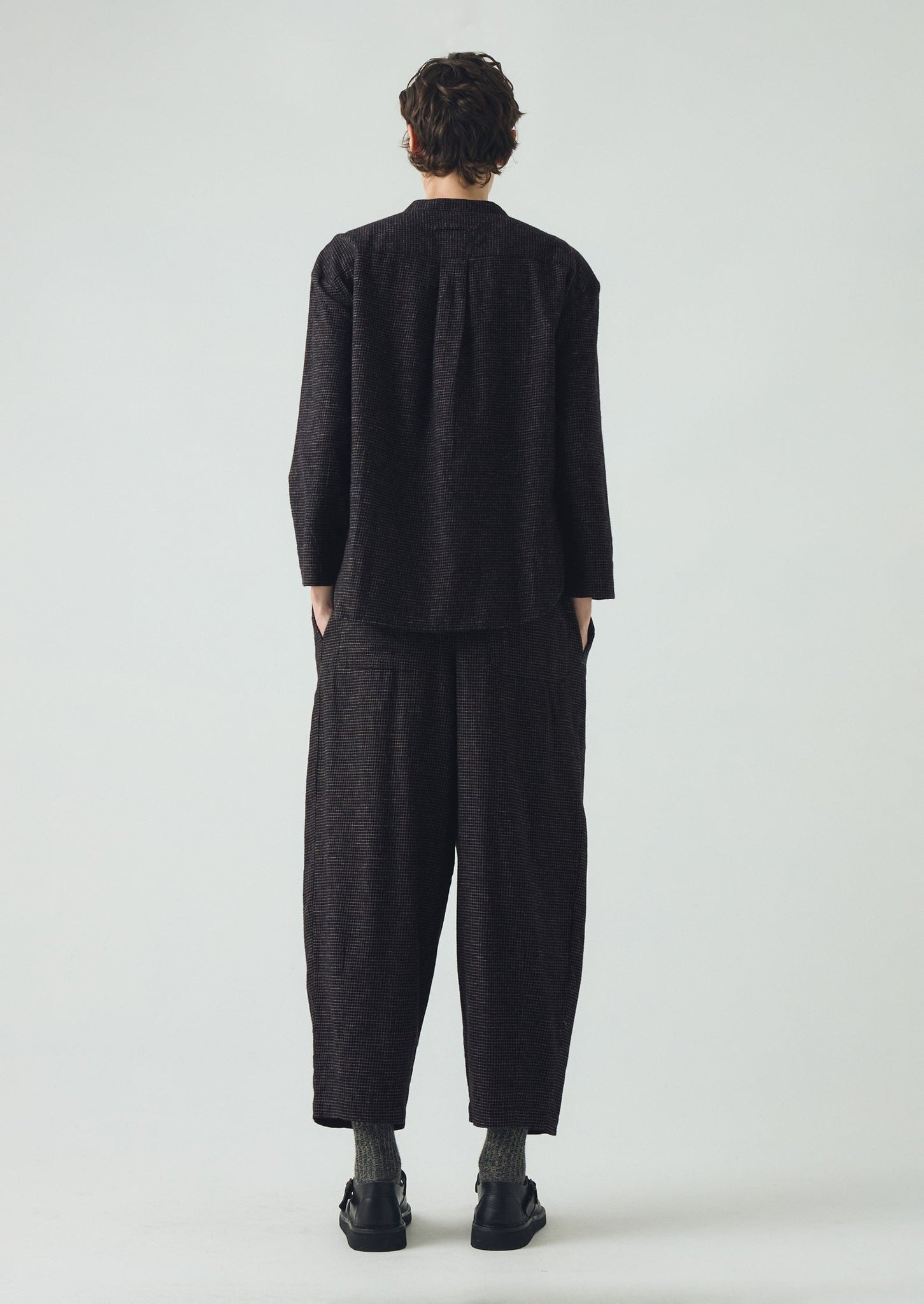 Minako Check Cotton Cashmere Trousers | Black/Ecru