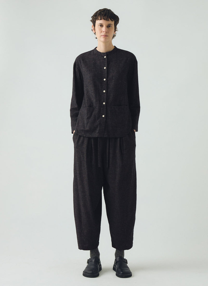 Minako Check Cotton Cashmere Trousers | Black/Ecru