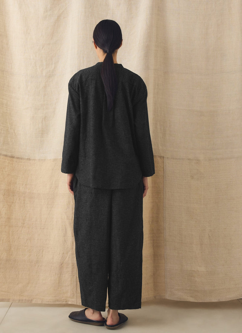 Minako Check Cotton Cashmere Trousers | Black/Ecru