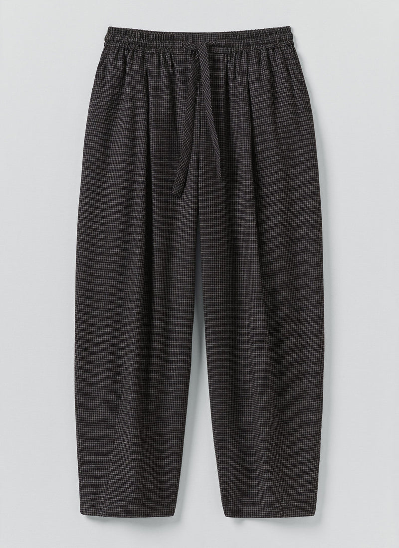 Minako Check Cotton Cashmere Trousers | Black/Ecru
