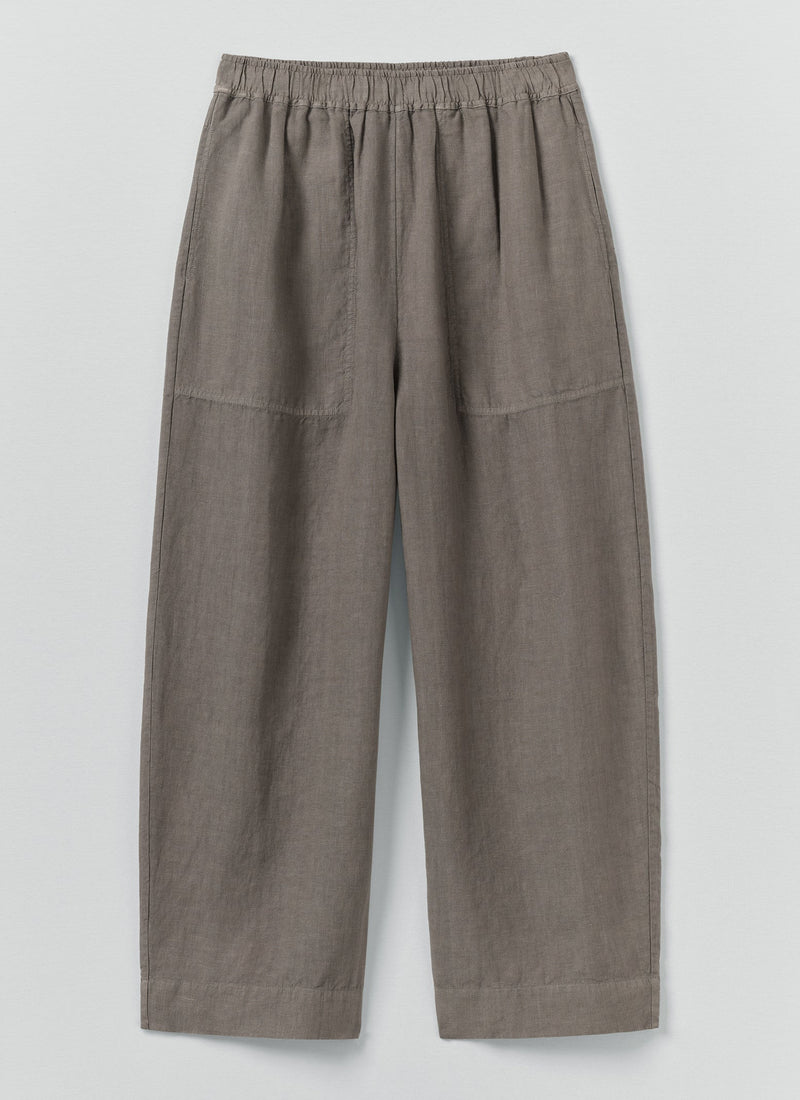 Garment Dyed Linen Barrel Leg Trousers | Iron