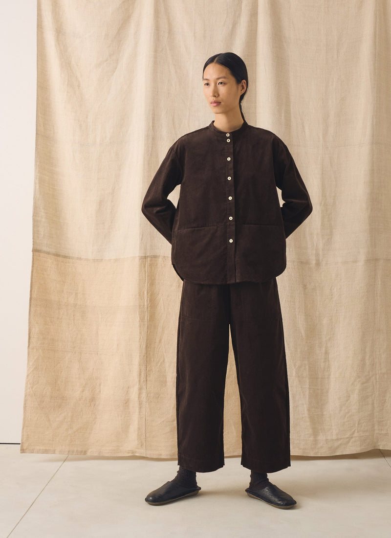 Cord Barrel Leg Trousers | Bitter Chocolate
