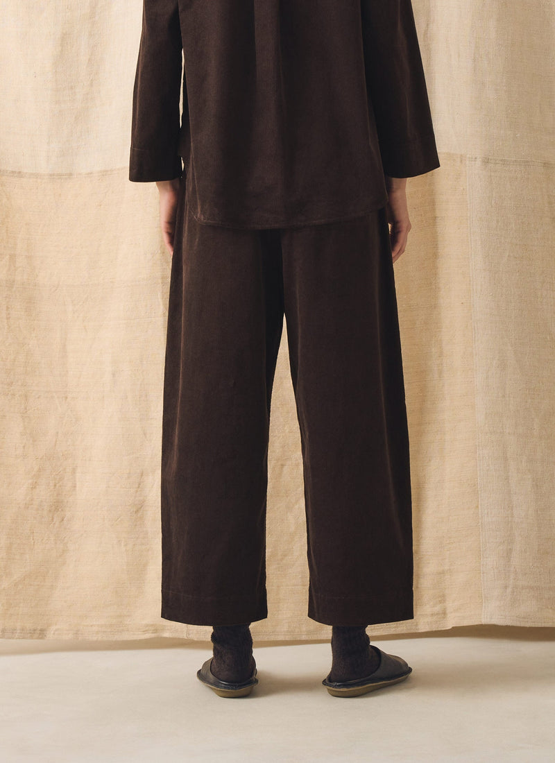 Cord Barrel Leg Trousers | Bitter Chocolate