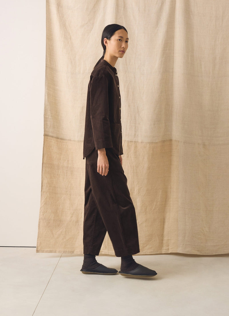 Cord Barrel Leg Trousers | Bitter Chocolate