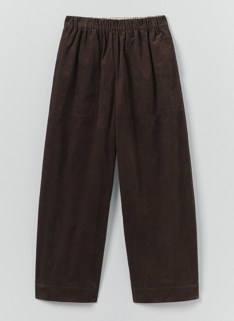 Cord Barrel Leg Trousers | Bitter Chocolate