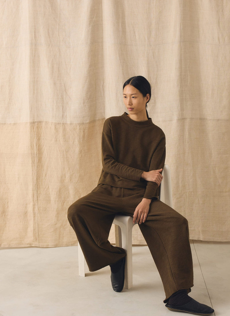 Full Length Loopback Jersey Trousers | Dark Olive