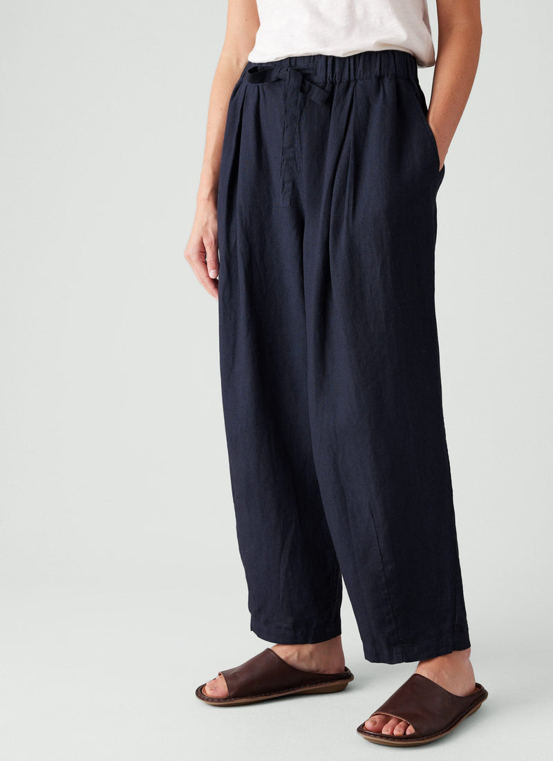 Minako Garment Dyed Linen Trousers | Midnight