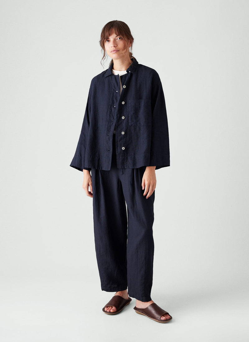 Minako Garment Dyed Linen Trousers | Midnight