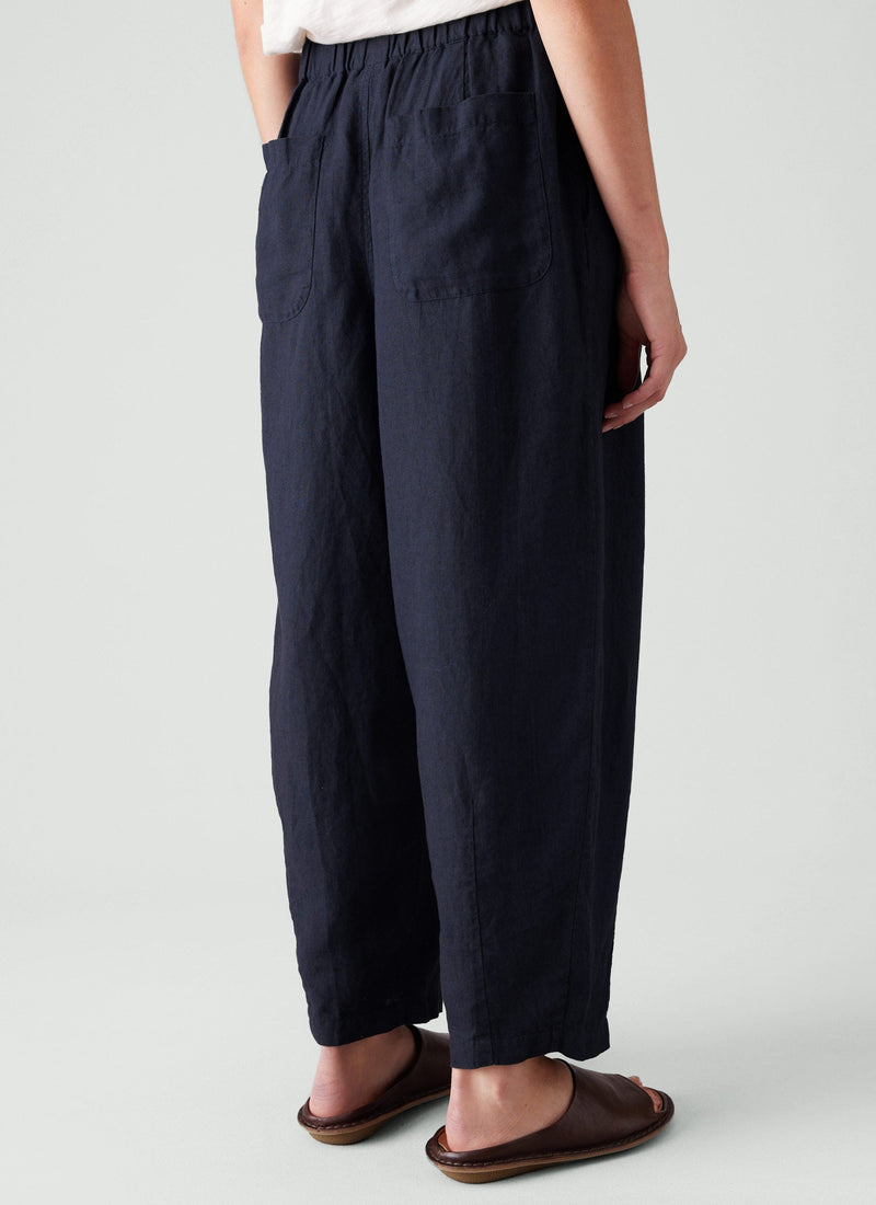 Minako Garment Dyed Linen Trousers | Midnight