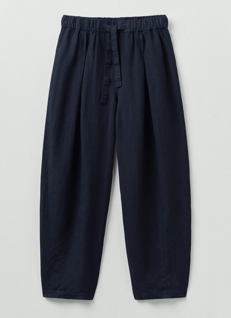 Minako Garment Dyed Linen Trousers | Midnight