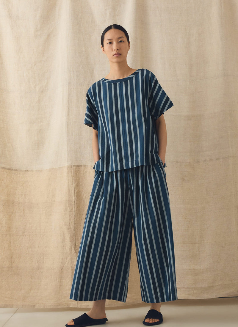 Stripe Cotton Culottes | French Blue