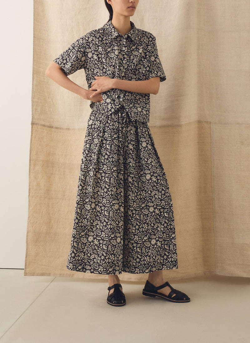Lore Block Print Cotton Culottes | Dark Coffee/Warm Ecru
