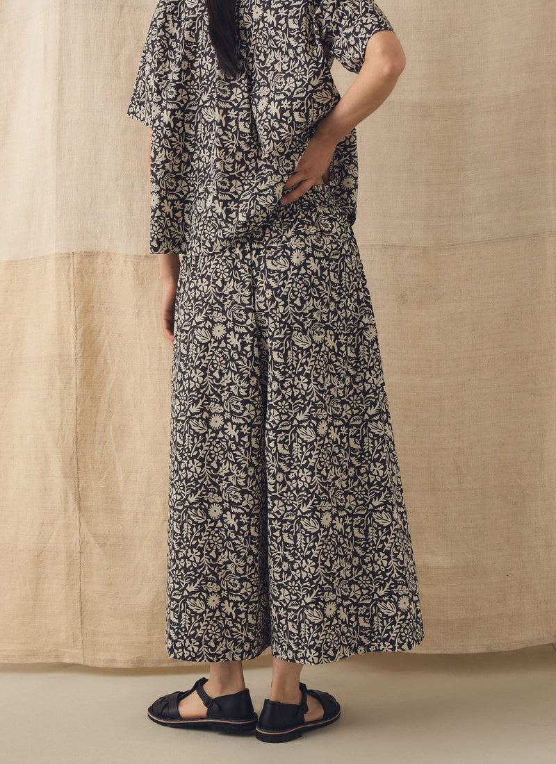 Lore Block Print Cotton Culottes | Dark Coffee/Warm Ecru
