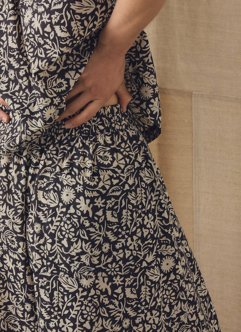 Lore Block Print Cotton Culottes | Dark Coffee/Warm Ecru