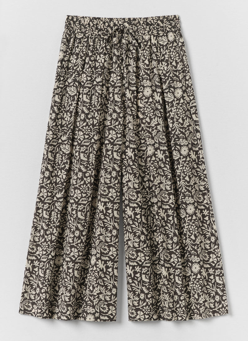 Lore Block Print Cotton Culottes | Dark Coffee/Warm Ecru