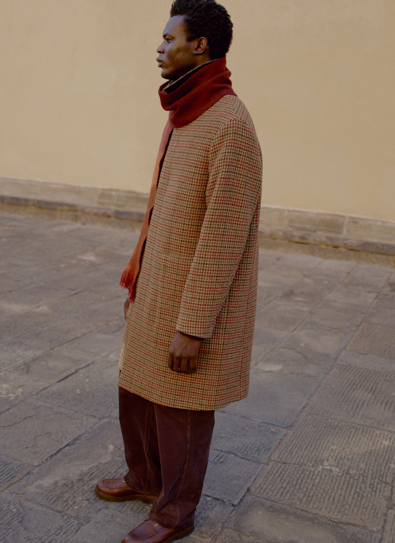 Vibrant Check Wool Overcoat | Umber Multi