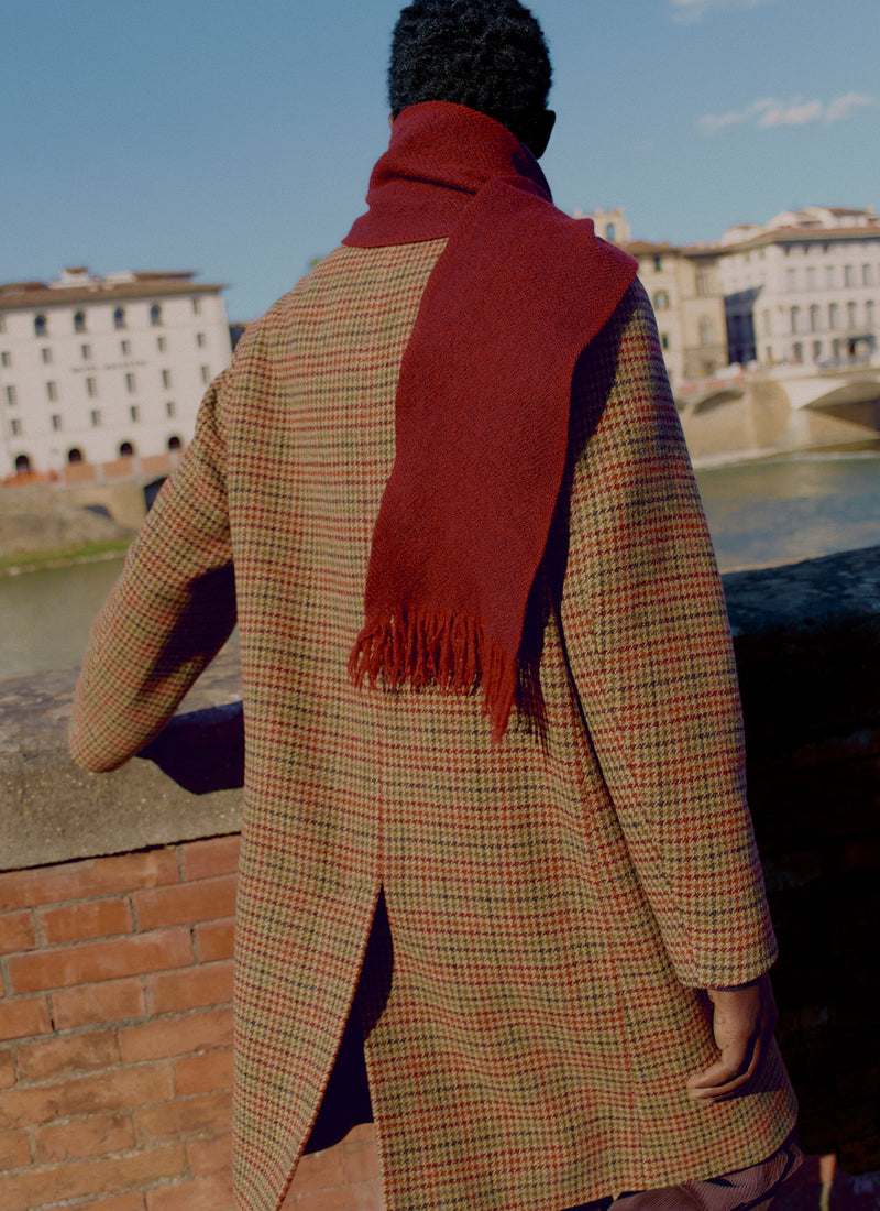Vibrant Check Wool Overcoat | Umber Multi