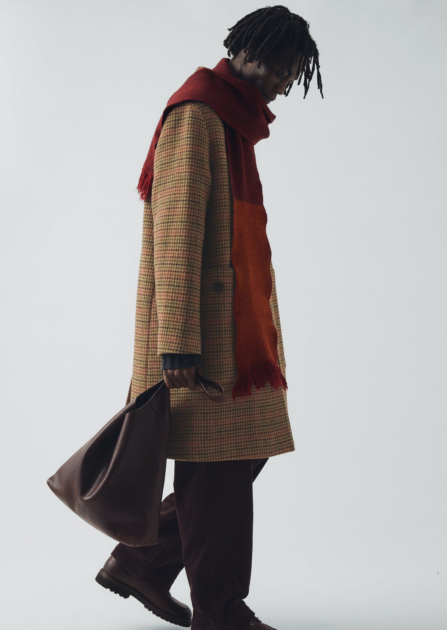 Vibrant Check Wool Overcoat | Umber Multi