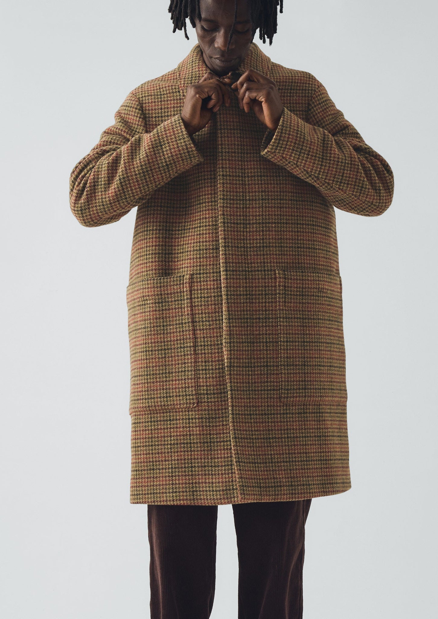 Vibrant Check Wool Overcoat | Umber Multi