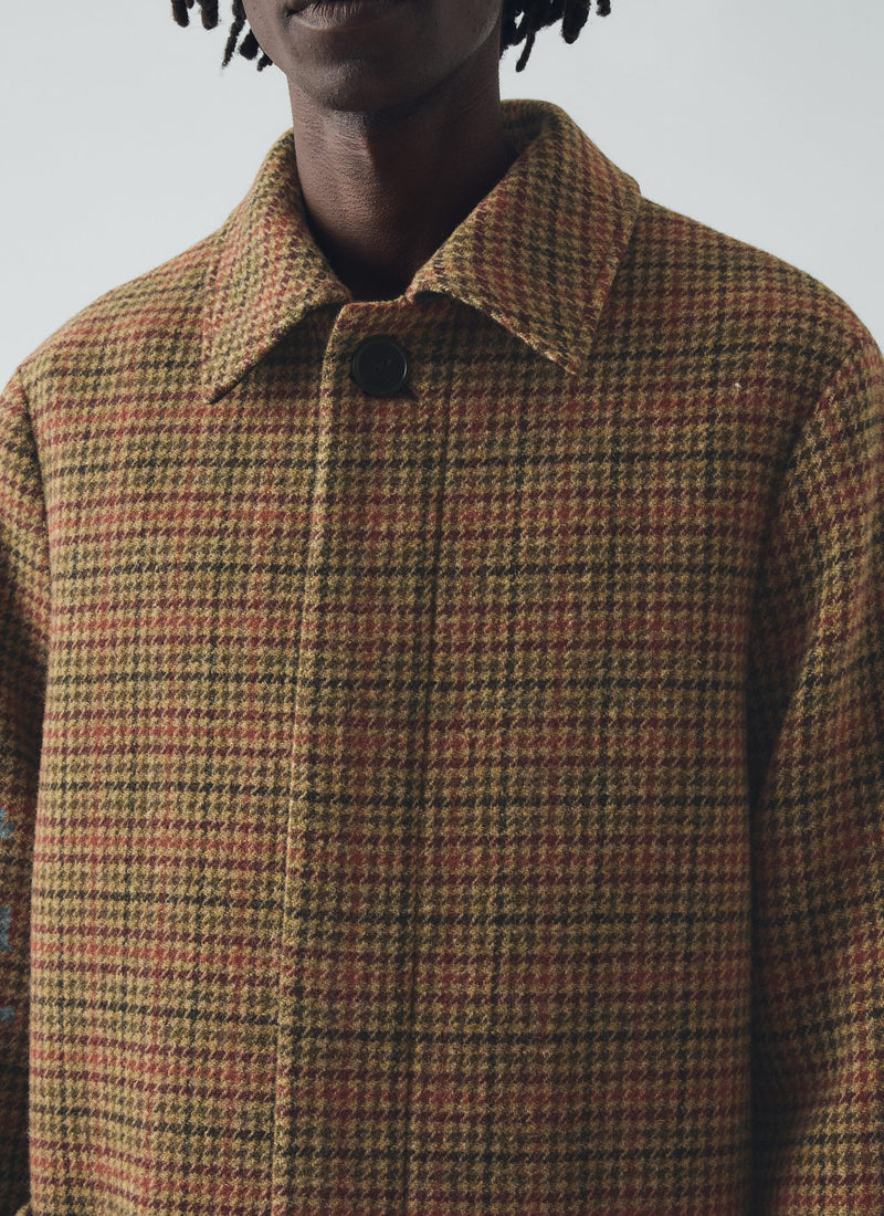 Vibrant Check Wool Overcoat | Umber Multi
