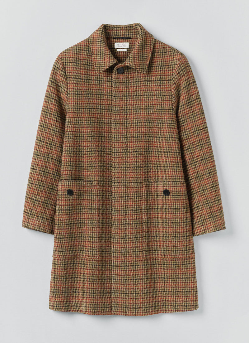 Vibrant Check Wool Overcoat | Umber Multi