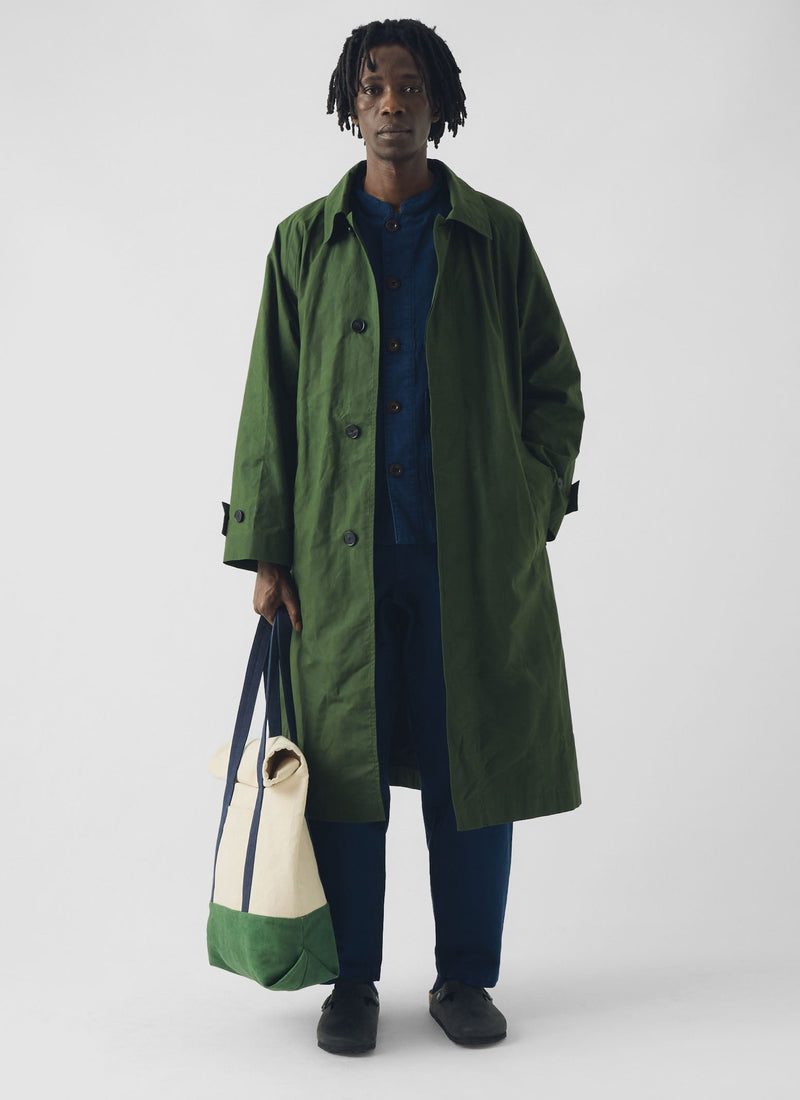 Waxed Cotton Trench Coat | Forest Green